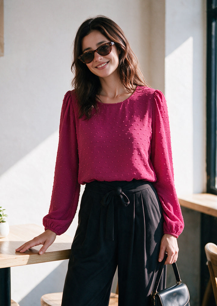 Blusa Gloria Manga Larga | Fucsia
