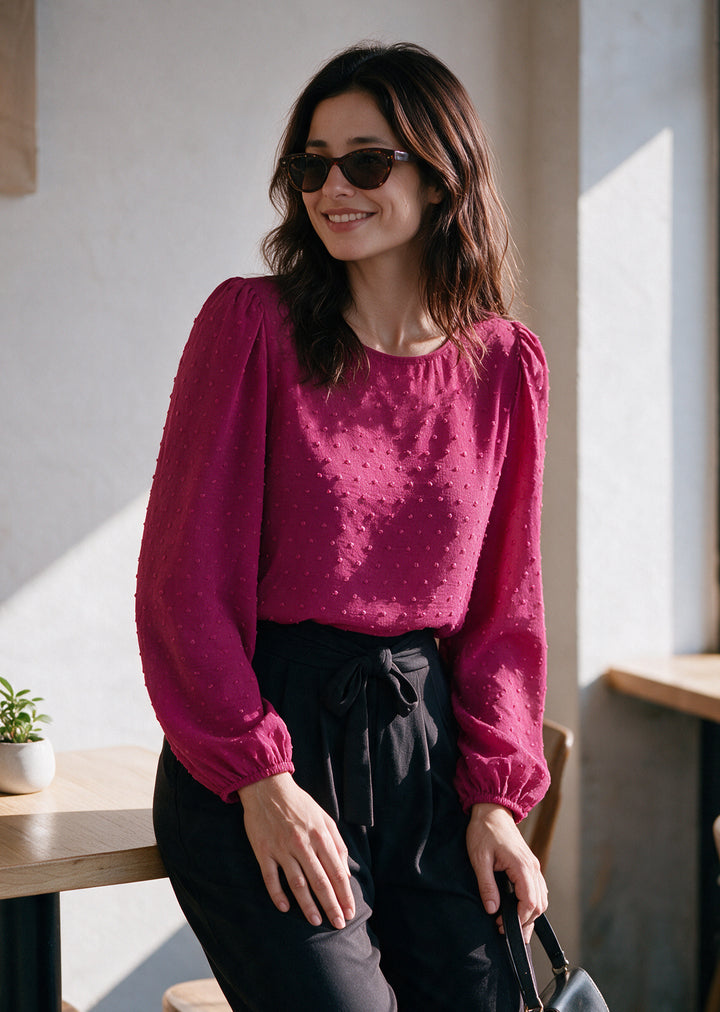 Blusa Gloria Manga Larga | Fucsia