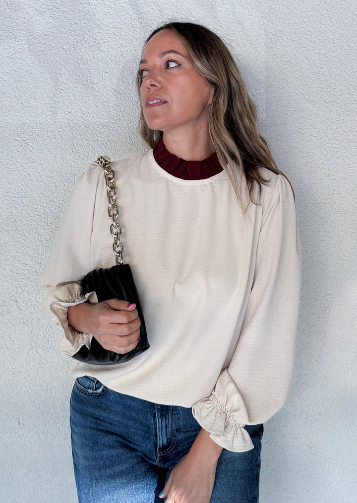 Blusa Antonieta | Arena cuello burdeo