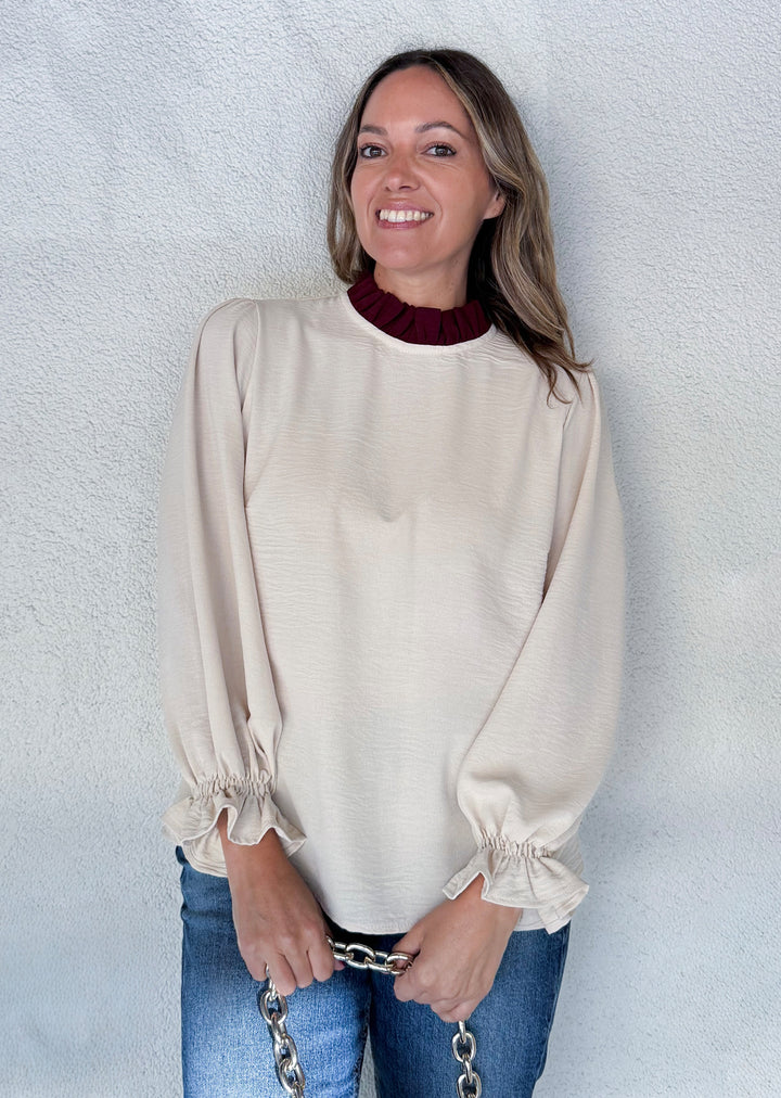 Blusa Antonieta | Arena cuello burdeo