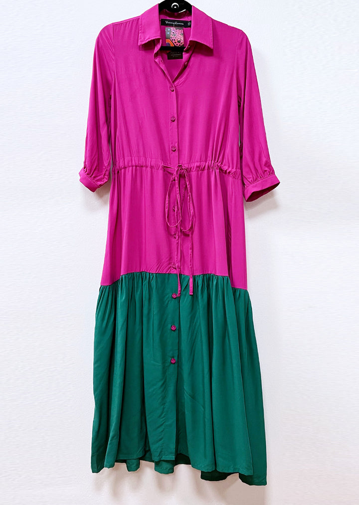 Camisero Pilar manga 3/4 | Bicolor - Fucsia & Verde