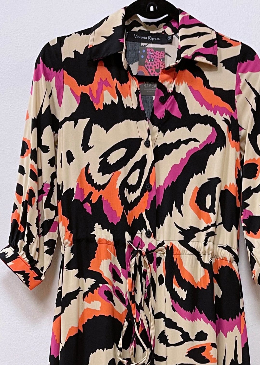 Camisero Pilar manga 3/4 | Bicolor - Estampado & Negro