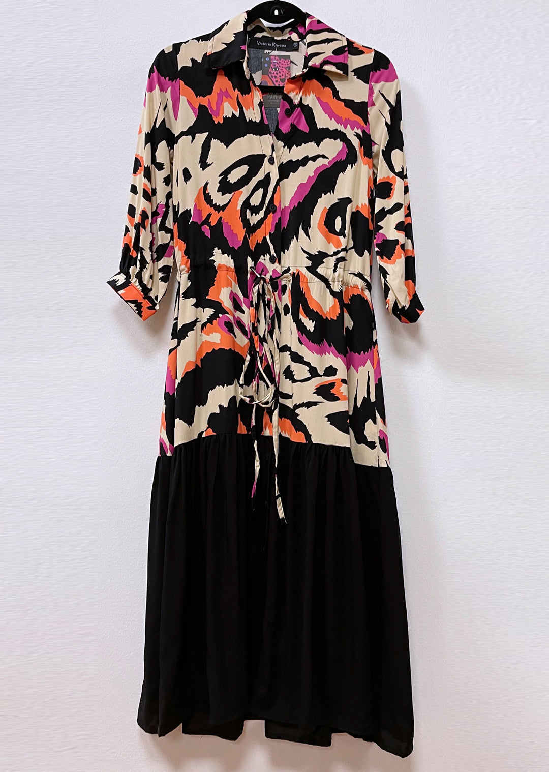 Camisero Pilar manga 3/4 | Bicolor - Estampado & Negro