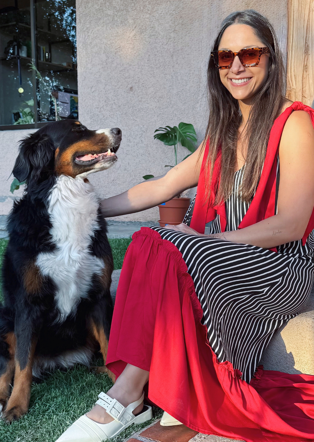 Vestido Lourdes | Negro + rojo