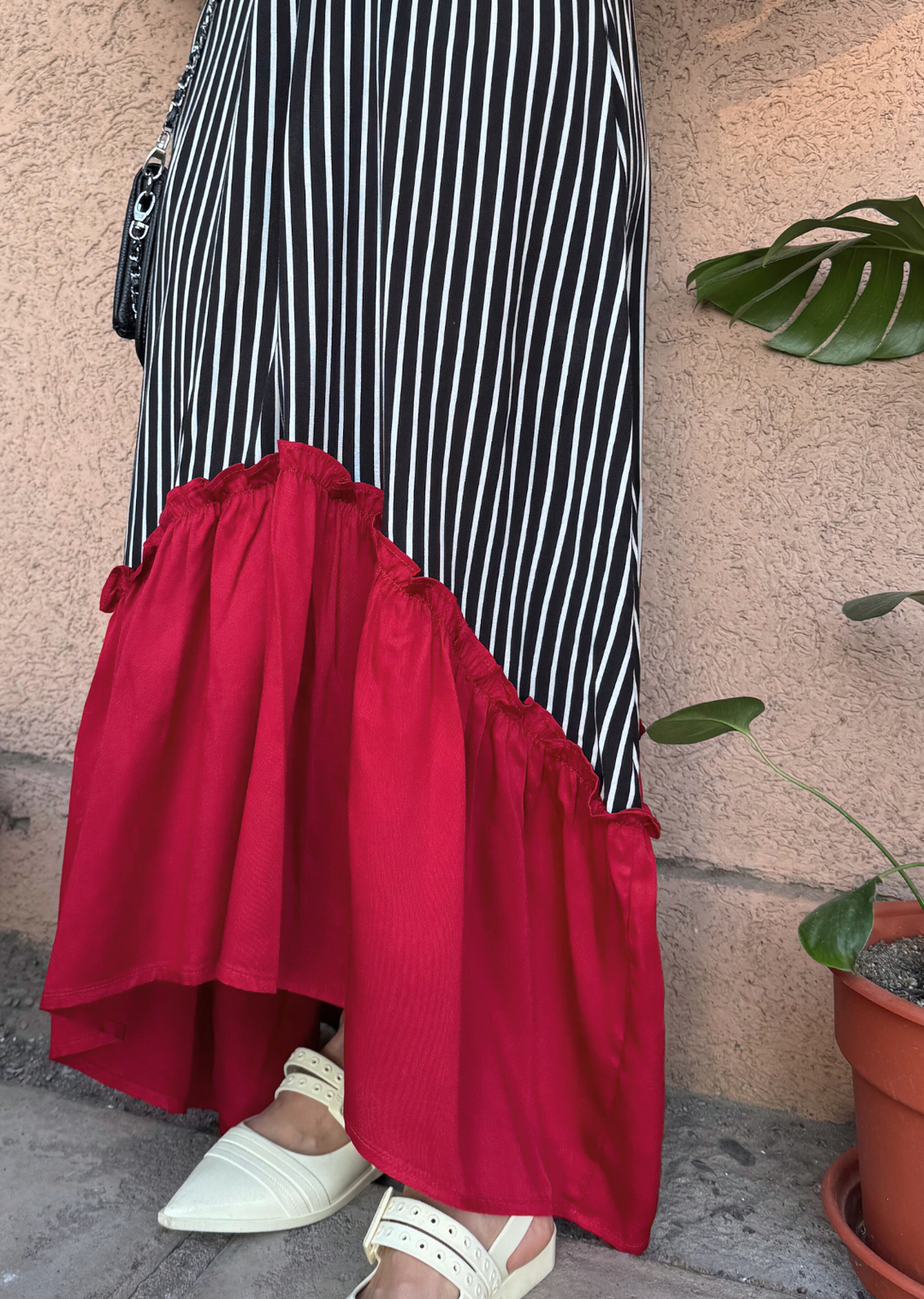 Vestido Lourdes | Negro + rojo