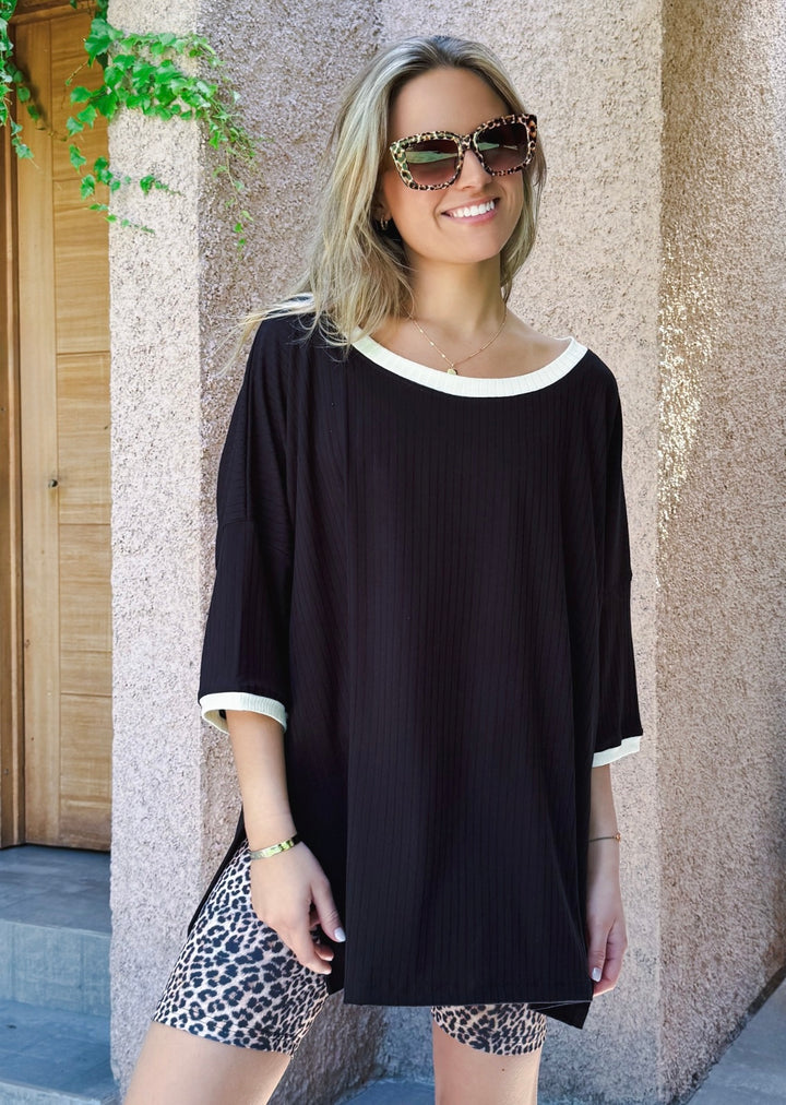 Polera Irene | Negro + Crudo