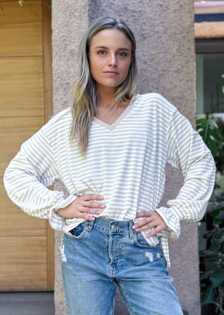 Polera Elvira | Líneas Beige