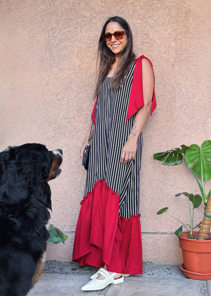 Vestido Lourdes | Negro + rojo