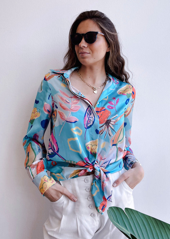 Blusa Bernarda | Sky Blue - hojas
