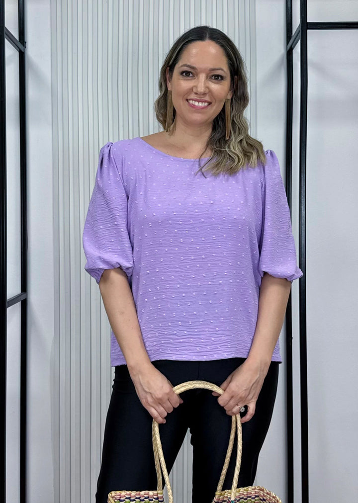 Blusa Gloria lila - blusa mujer femenina para el trabajo o salidas elegantes hecha en Chile | Victoria Raveau