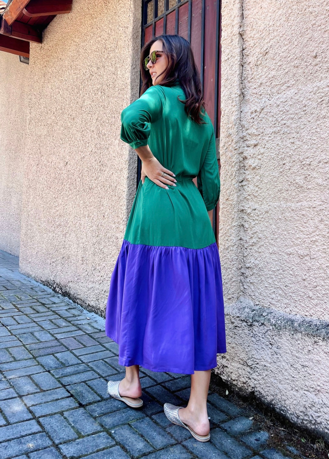 Camisero Pilar manga 3/4 | Bicolor - Verde & Morado