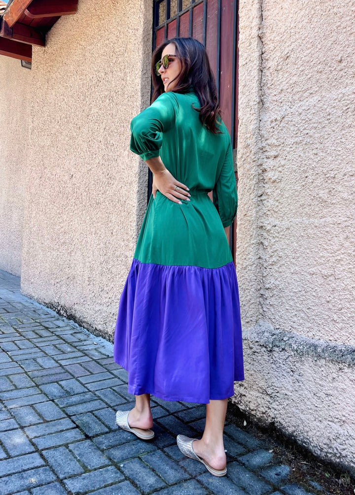 Camisero Pilar manga 3/4 | Bicolor - Verde & Morado