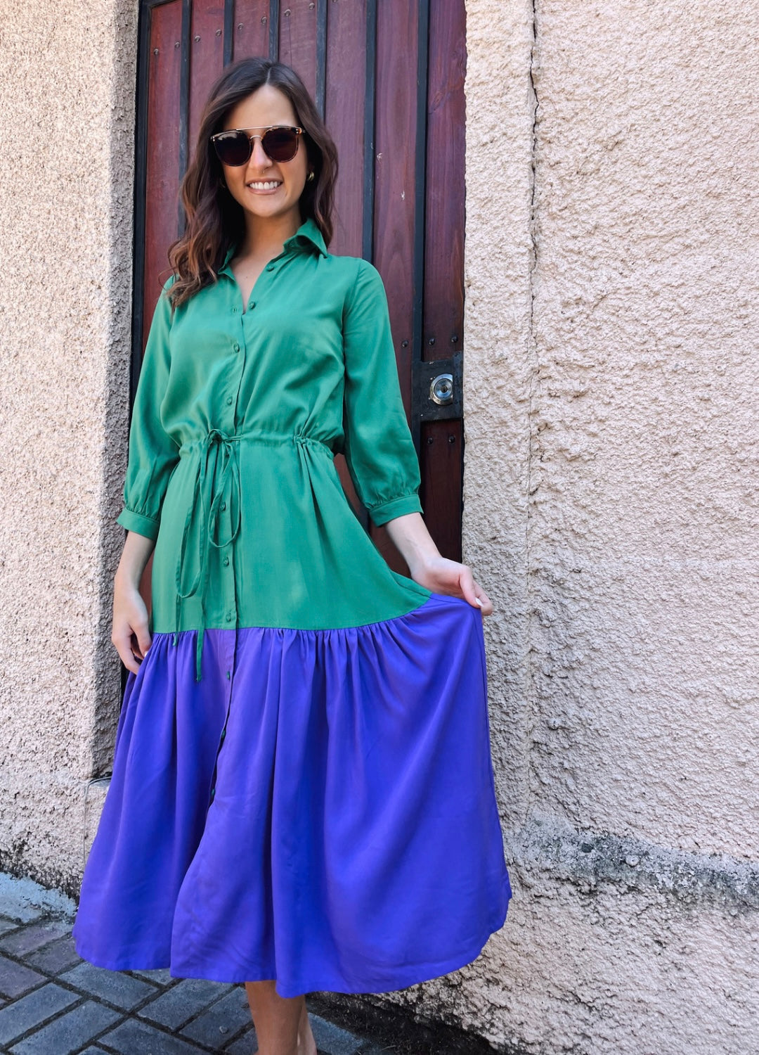 Camisero Pilar manga 3/4 | Bicolor - Verde & Morado