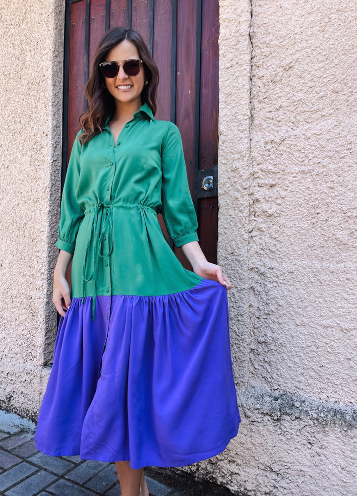 Camisero Pilar manga 3/4 | Bicolor - Verde & Morado