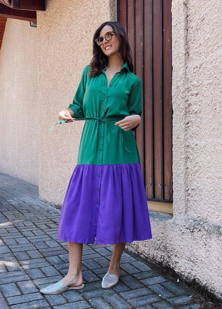 Camisero Pilar manga 3/4 | Bicolor - Verde & Morado