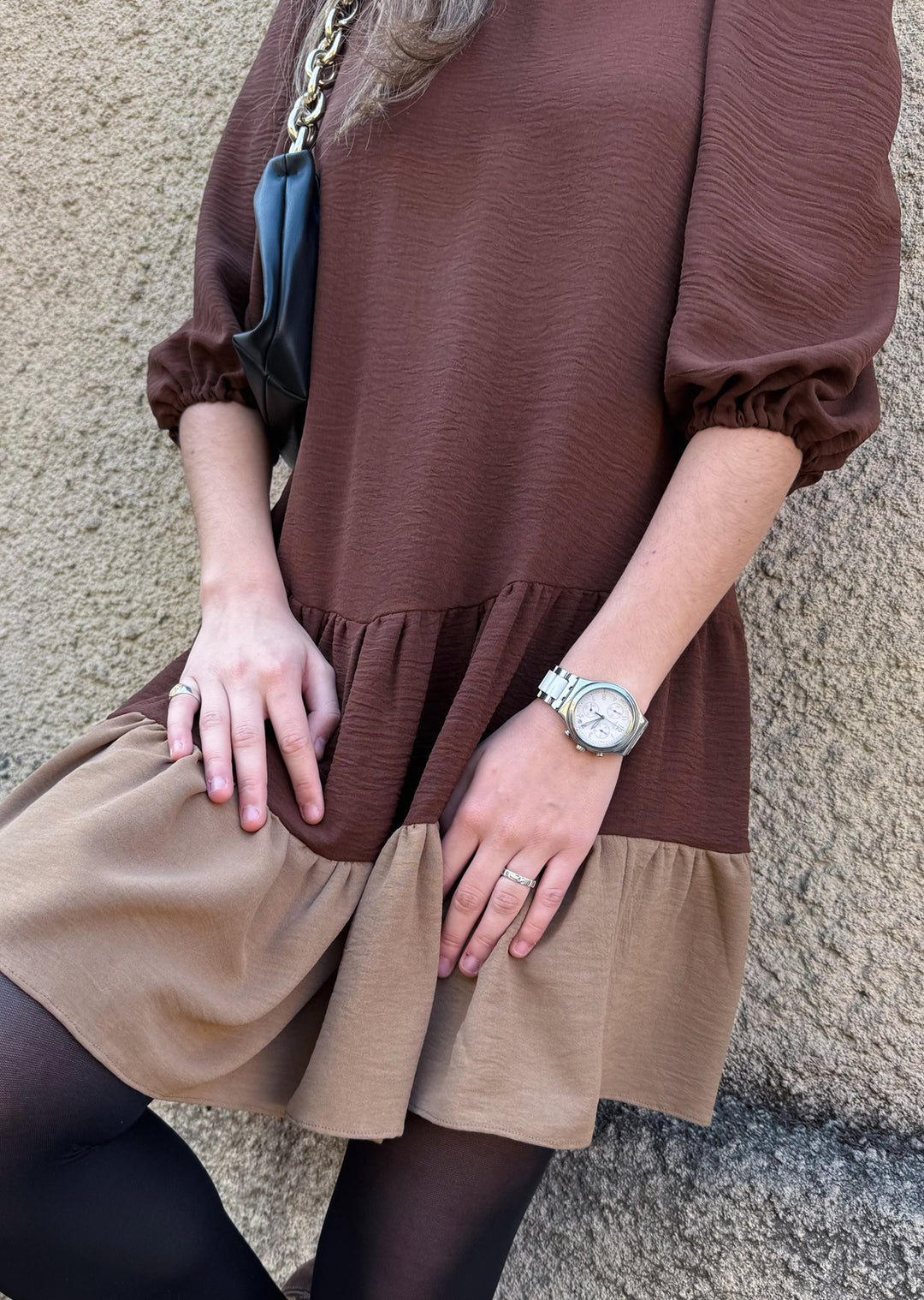 Vestido Gloria | Café + beige
