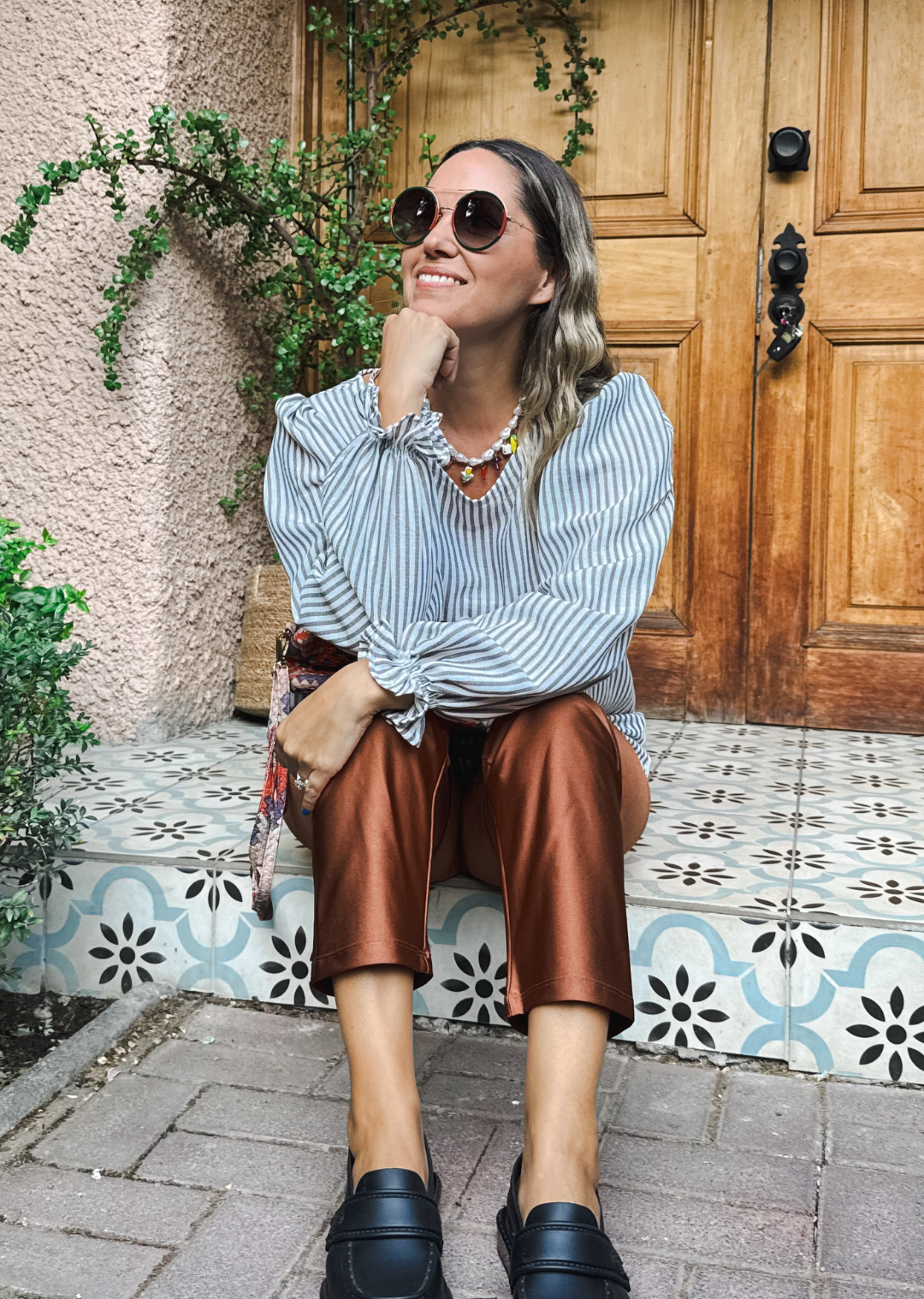 Blusa Gloria Manga Larga | Rayas Gris