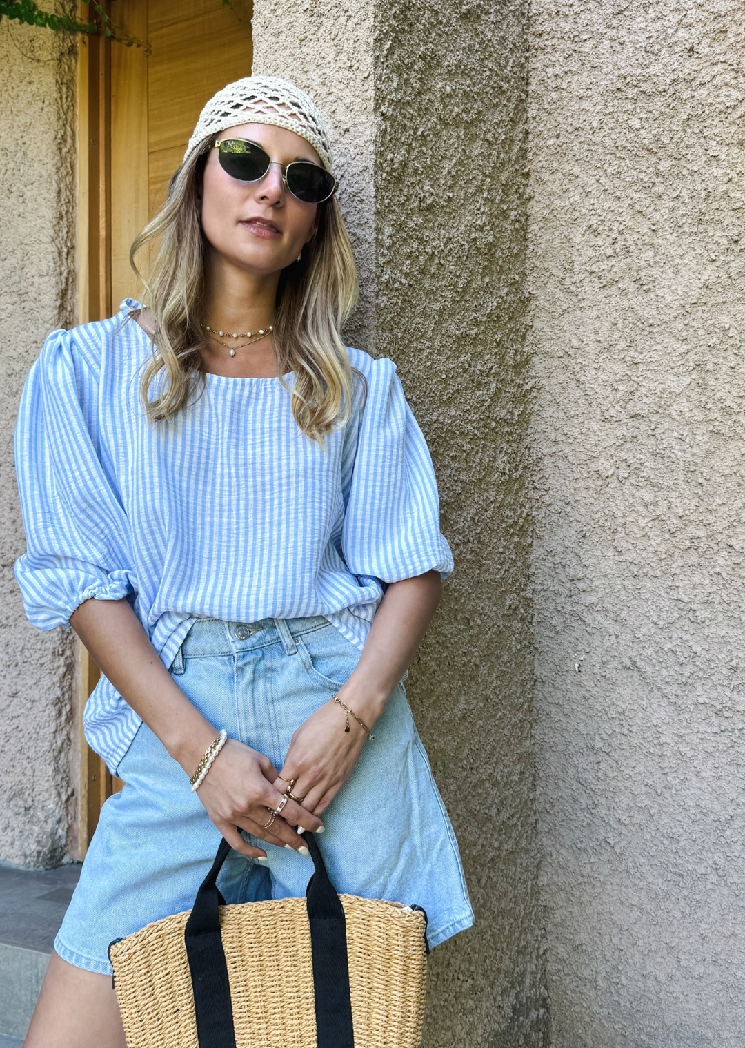 Blusa Gloria | Rayas Celestes