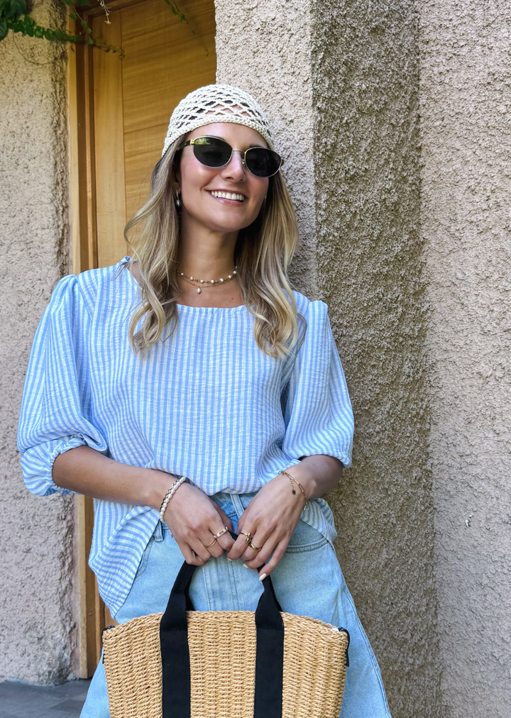 Blusa Gloria | Rayas Celestes