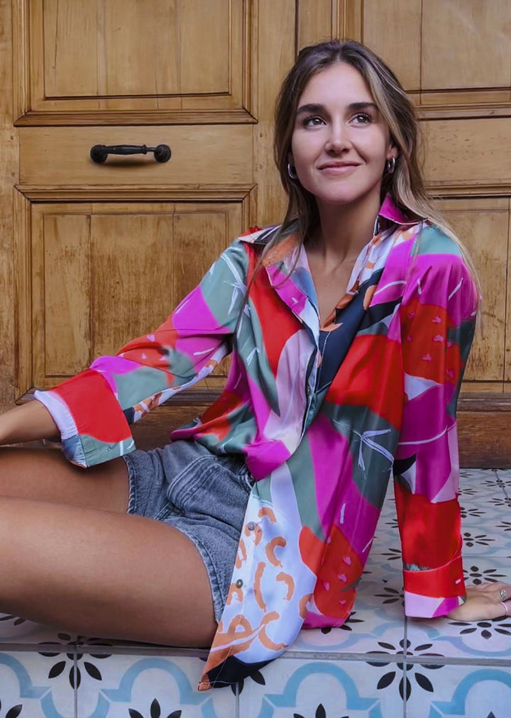Blusa Bernarda | Hojas - Pink