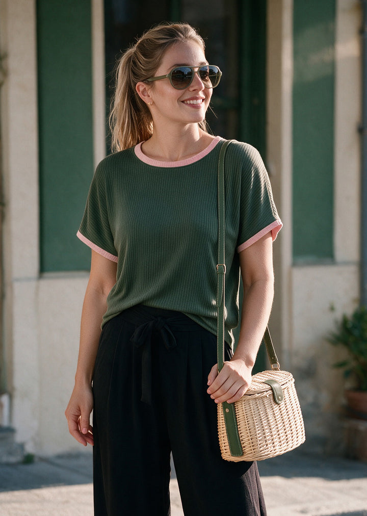 Polera Pili | Musgo, palo rosa