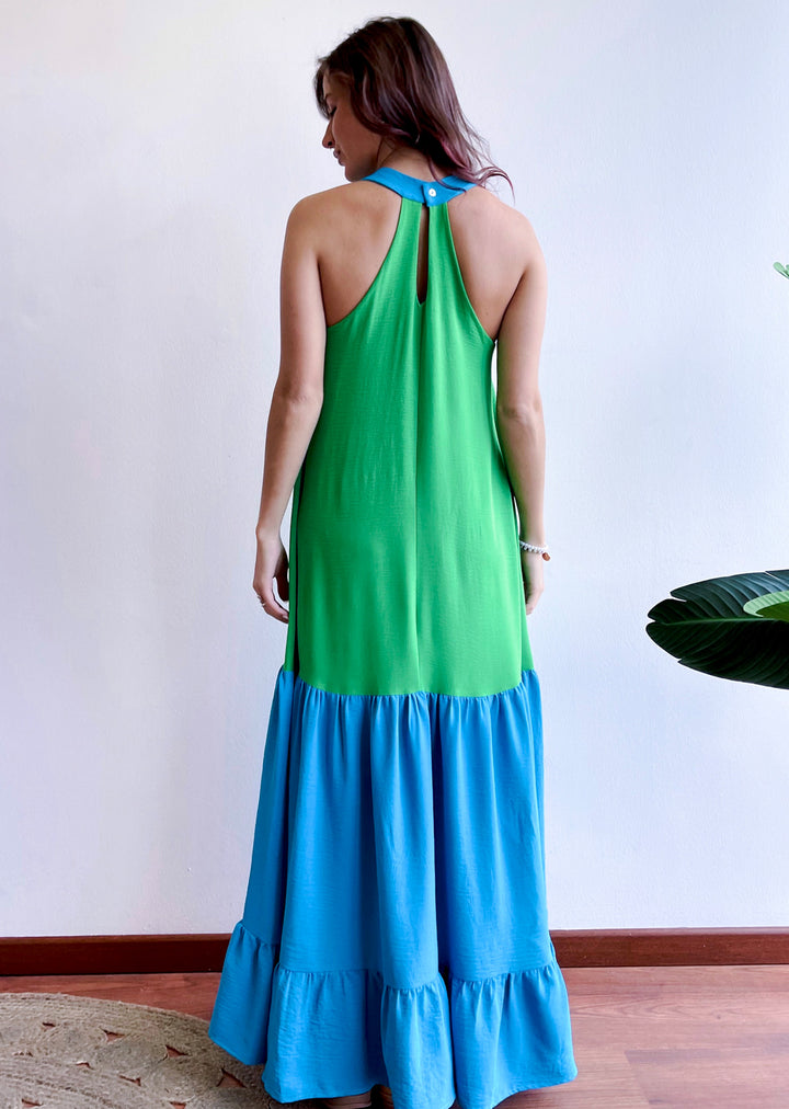 Vestido Roberta | Verde & Celeste