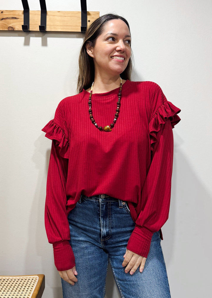 Polera Ada | Roja, Canutón