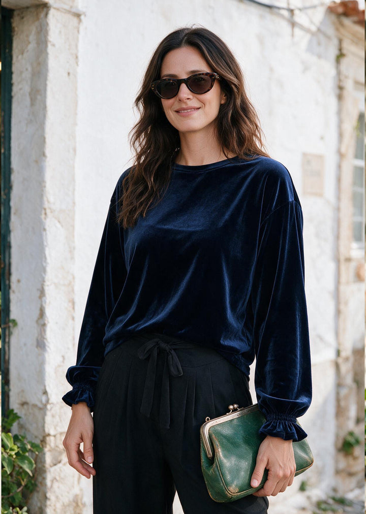 Polera Ada | Velvet, Navy