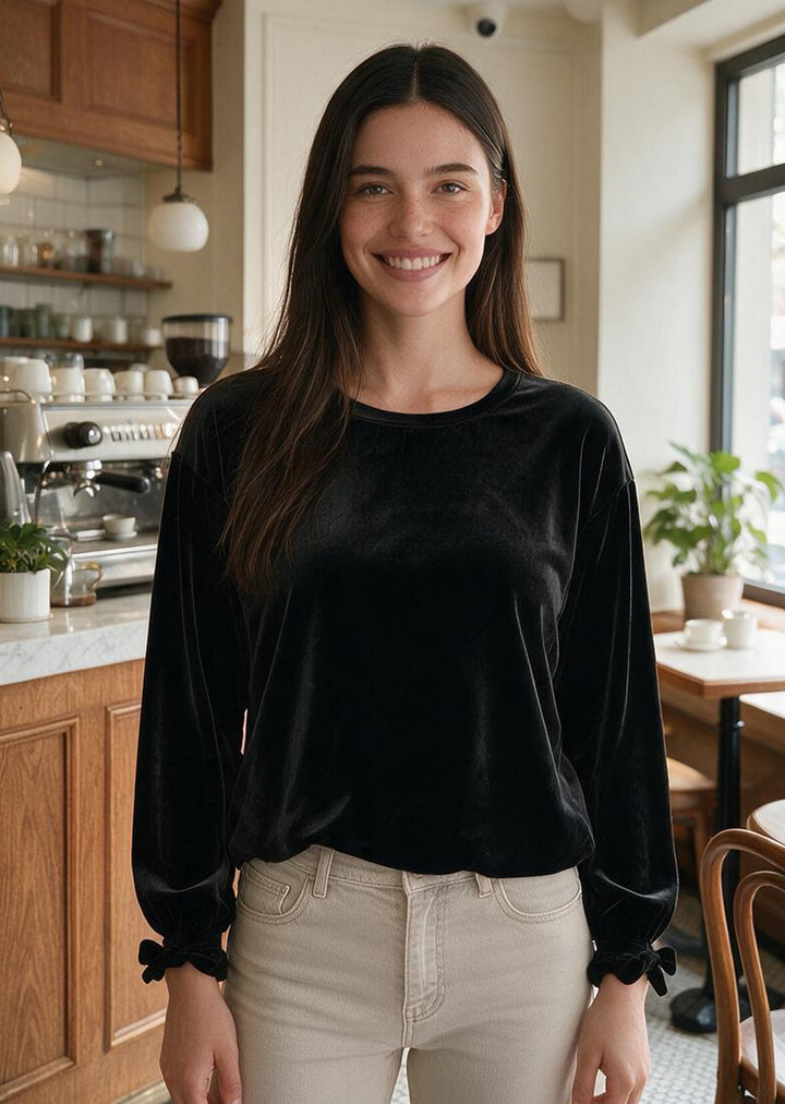 Polera Ada | Velvet, Negro