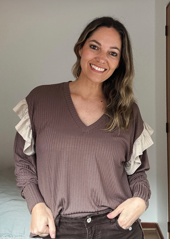 Polera Gala | Taupé vuelos beige