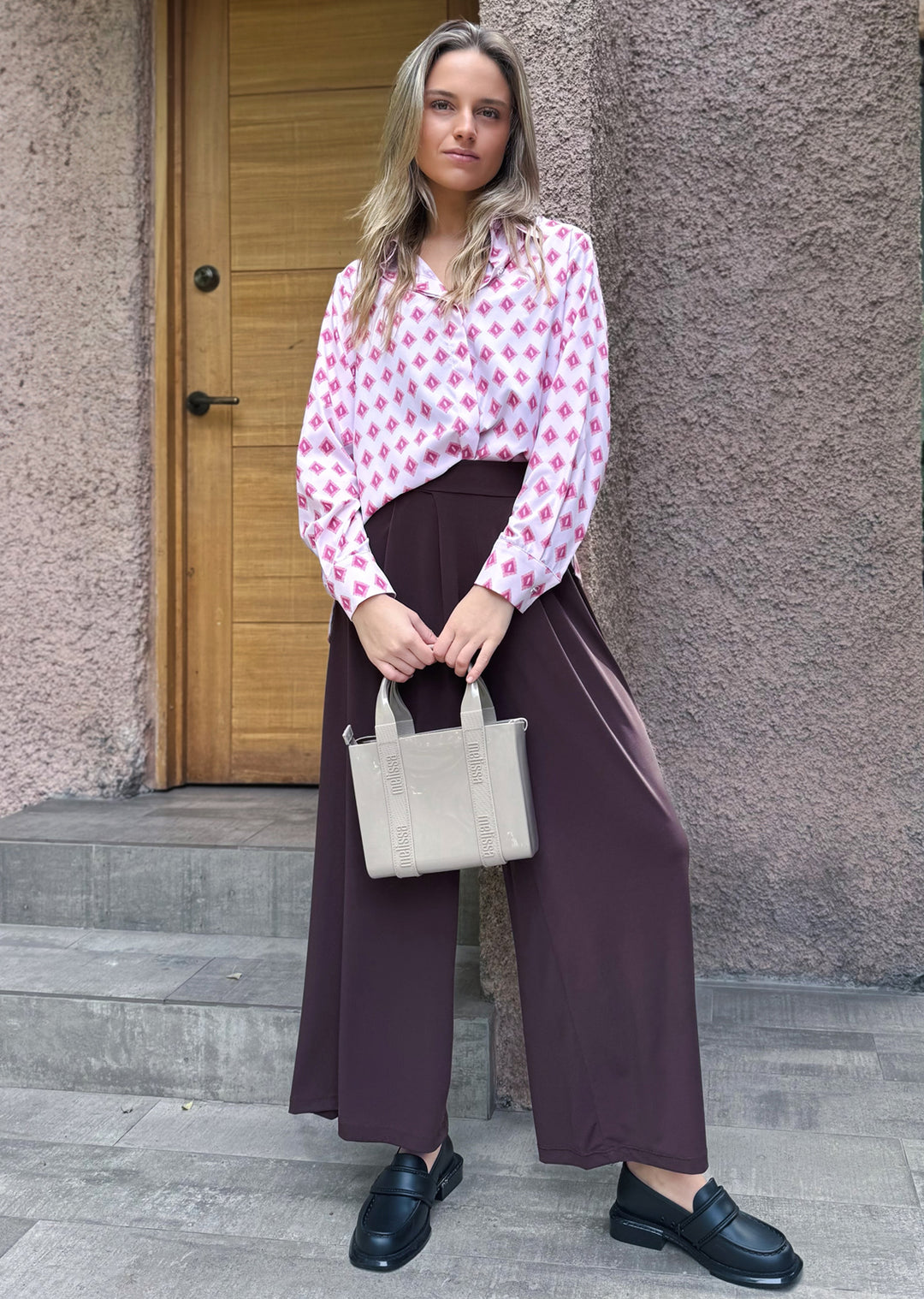 Blusa Bernarda | mini rombos, baby pink