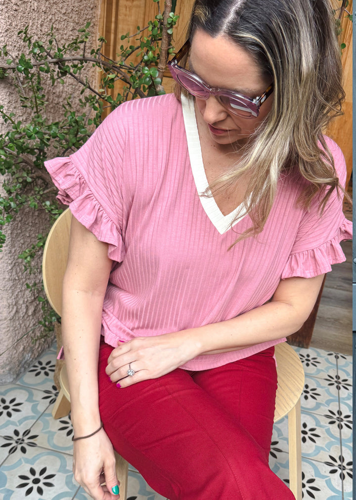 Polera Angela | Palo Rosa, crudo