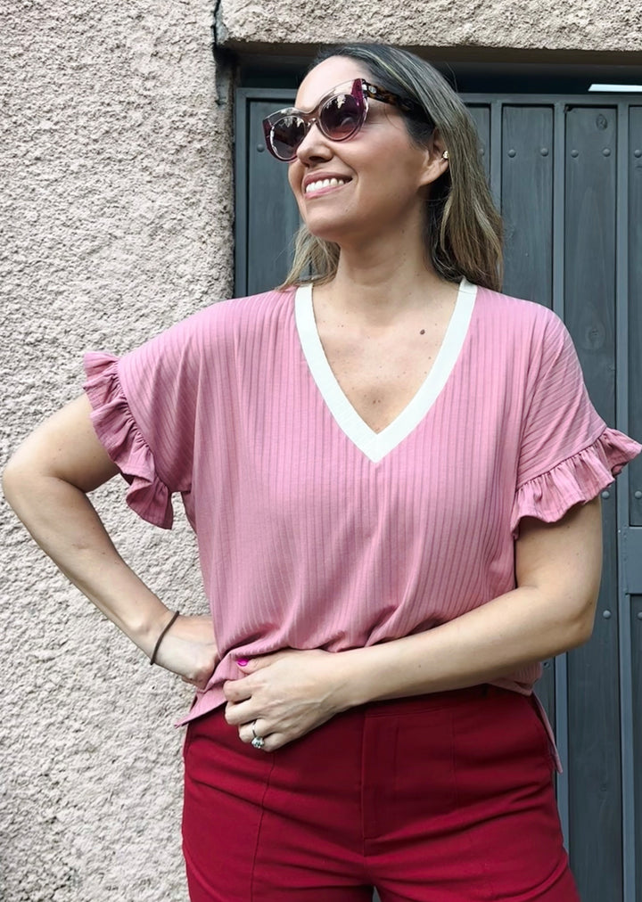 Polera Angela | Palo Rosa, crudo