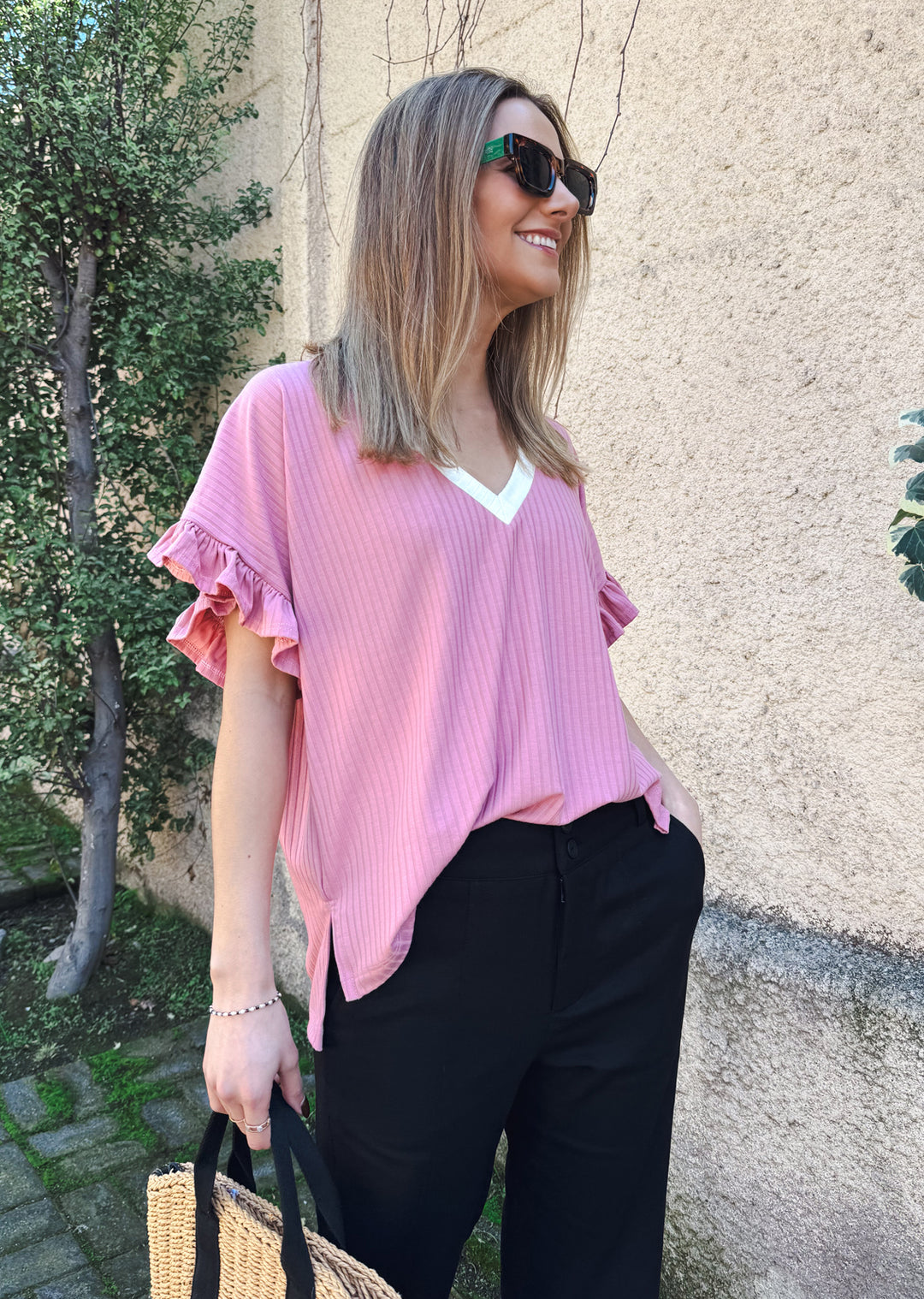 Polera Angela | Palo Rosa, crudo