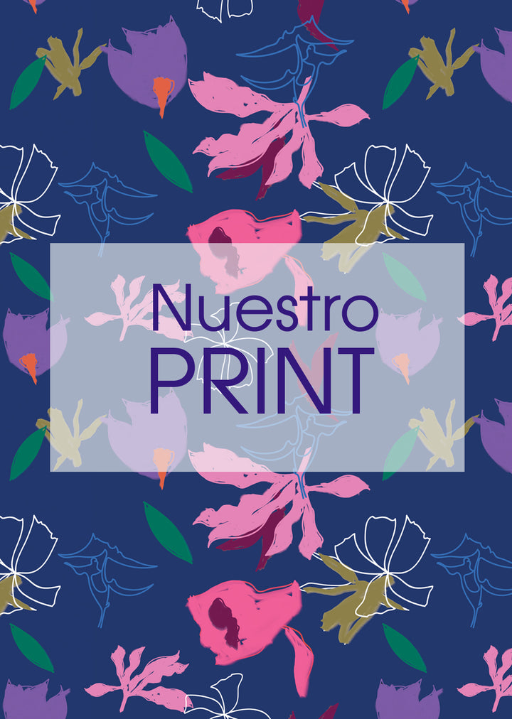 Blusa Antonia | Flores Pink Fondo Azul