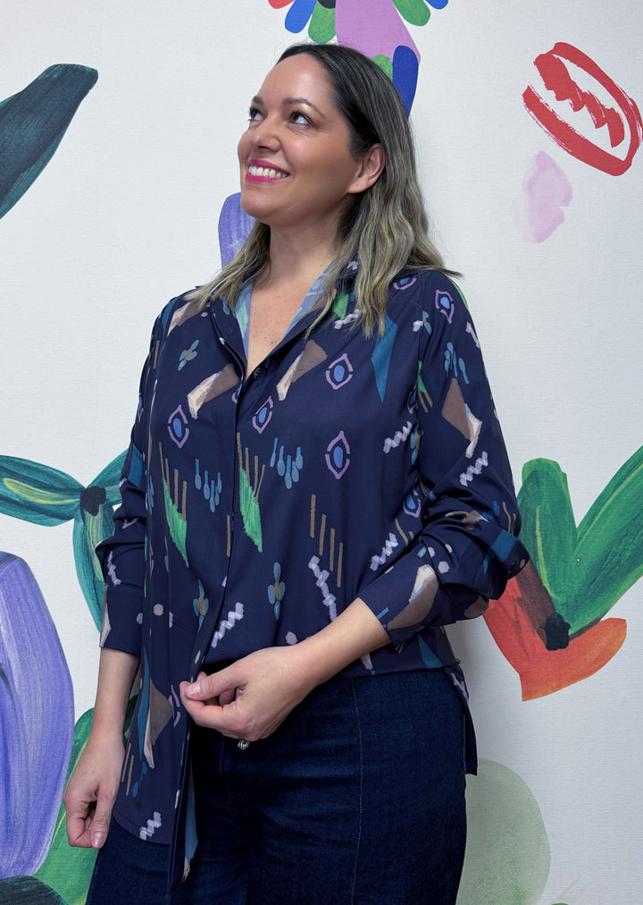 Blusa Bernarda | Tribal blue