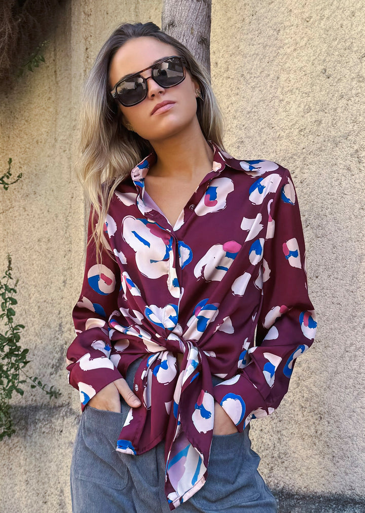 Blusa Bernarda | Print Corazón Burdeo