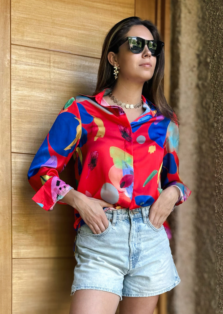 Blusa Bernarda | Hojas y Manchas, Rojo