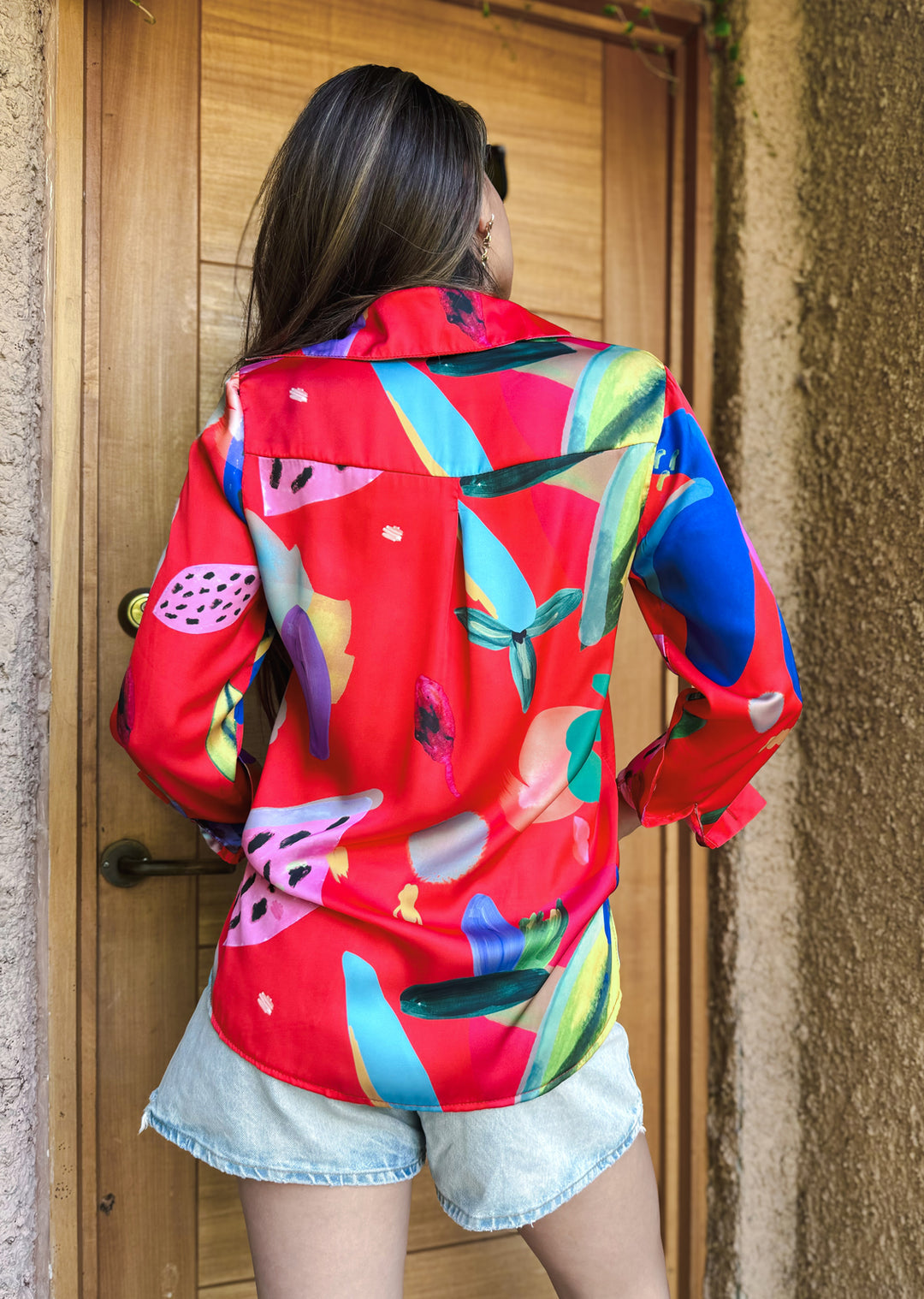 Blusa Bernarda | Hojas y Manchas, Rojo