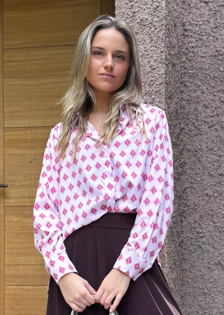 Blusa Bernarda | mini rombos, baby pink