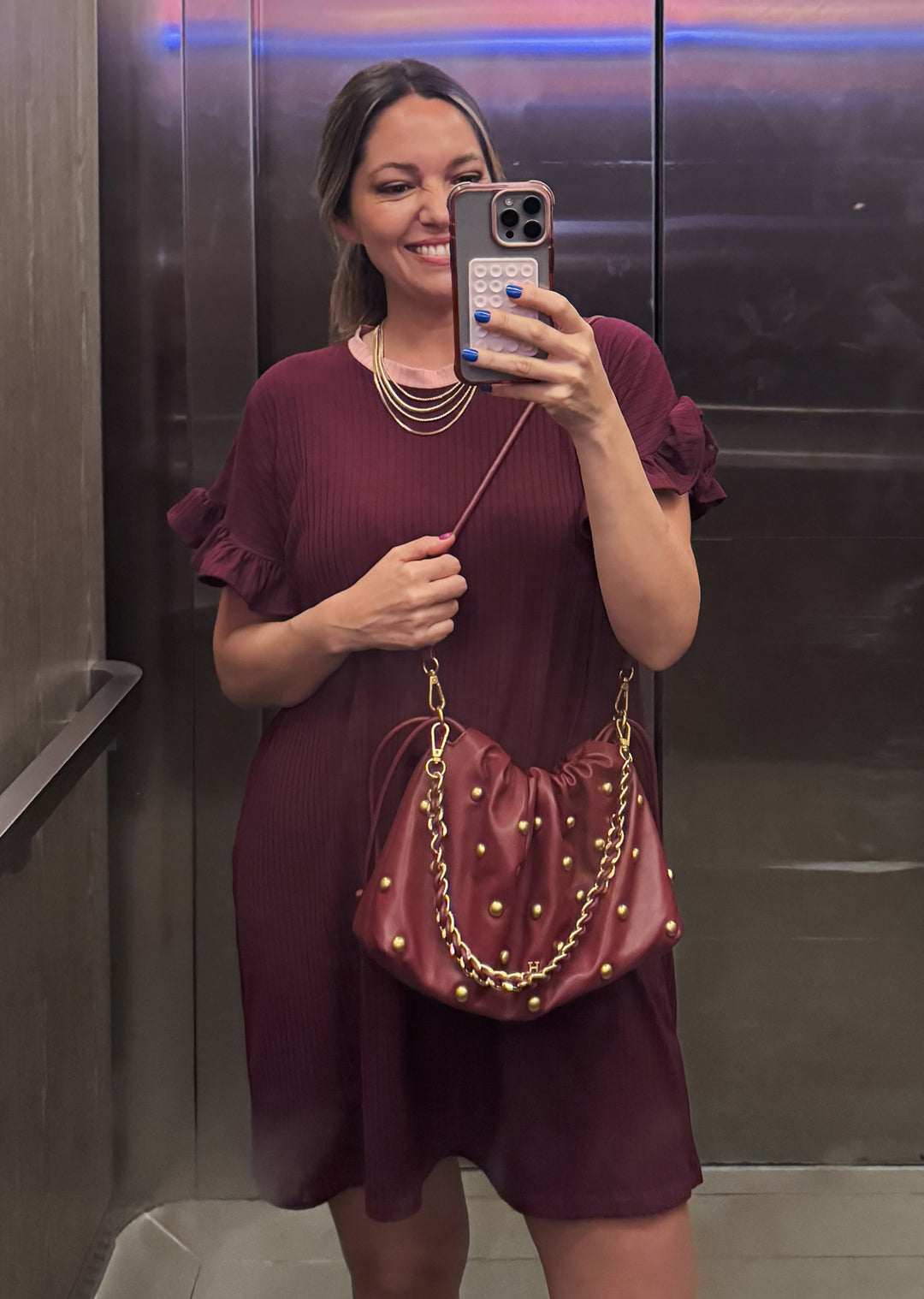 Vestido Clari | Burdeo, palo rosa
