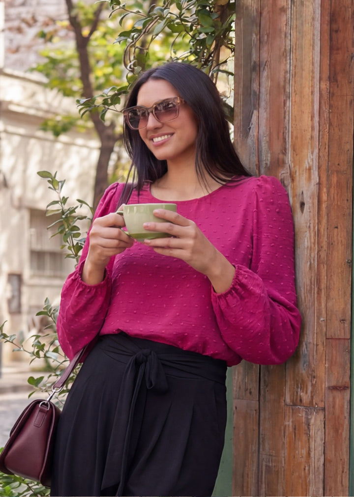 Blusa Gloria Manga Larga | Fucsia
