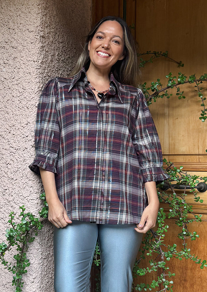 Blusa Kika | Escocés Burdeo