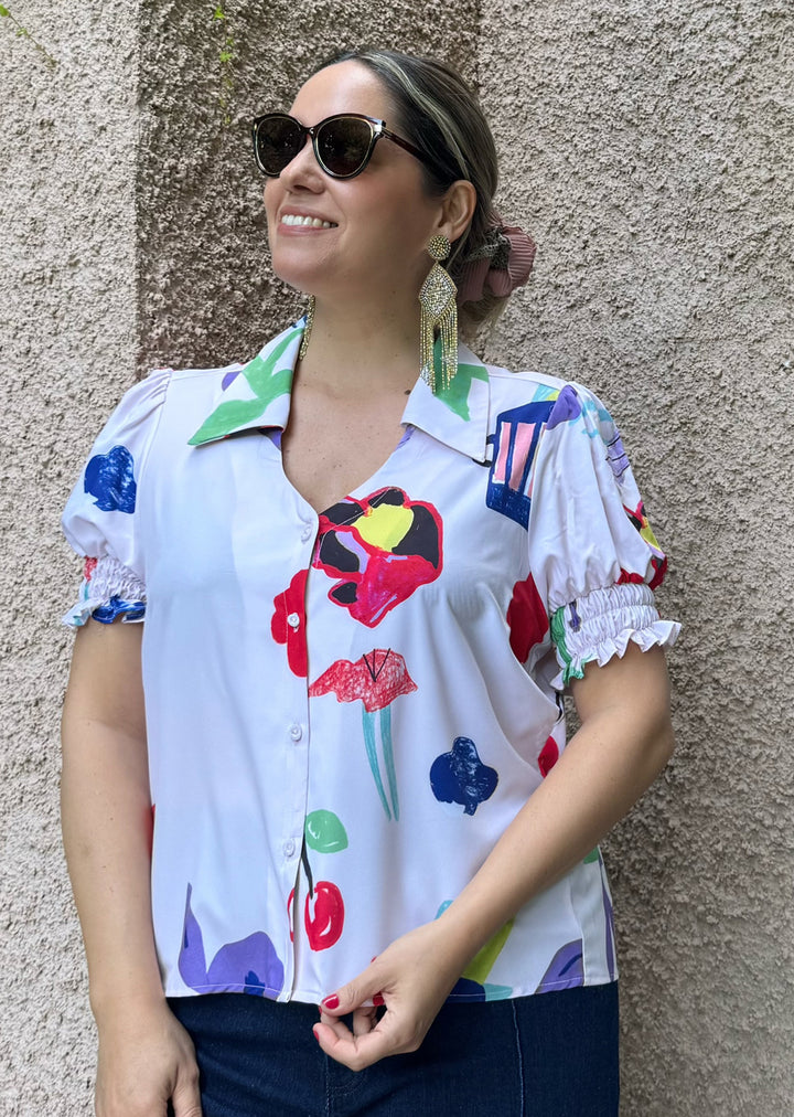 Blusa Maite | Guinda fondo light rose