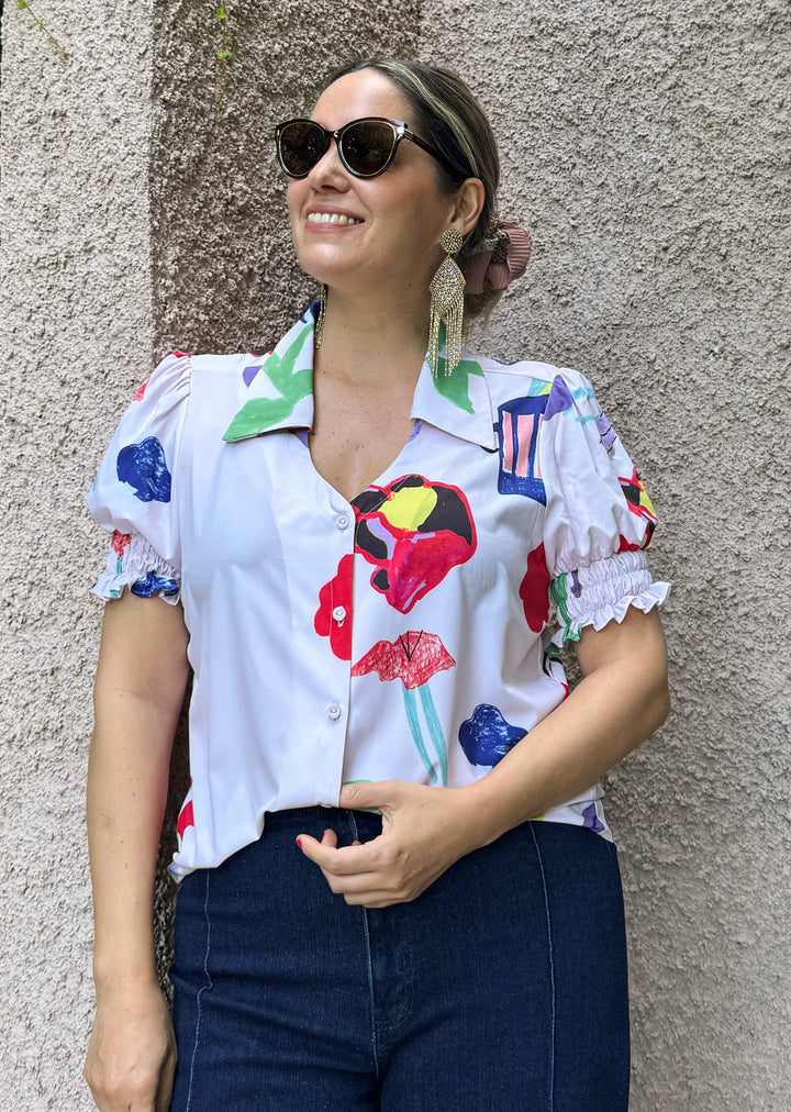 Blusa Maite | Guinda fondo light rose