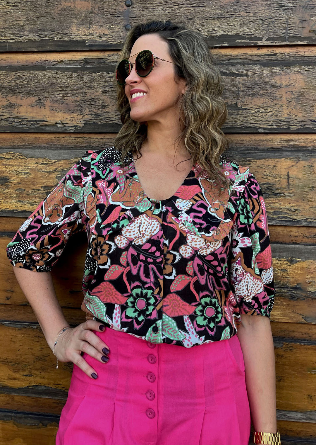 Blusa Candelaria | Tigre Fondo Negro