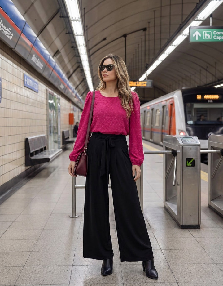 Blusa Gloria Manga Larga | Fucsia
