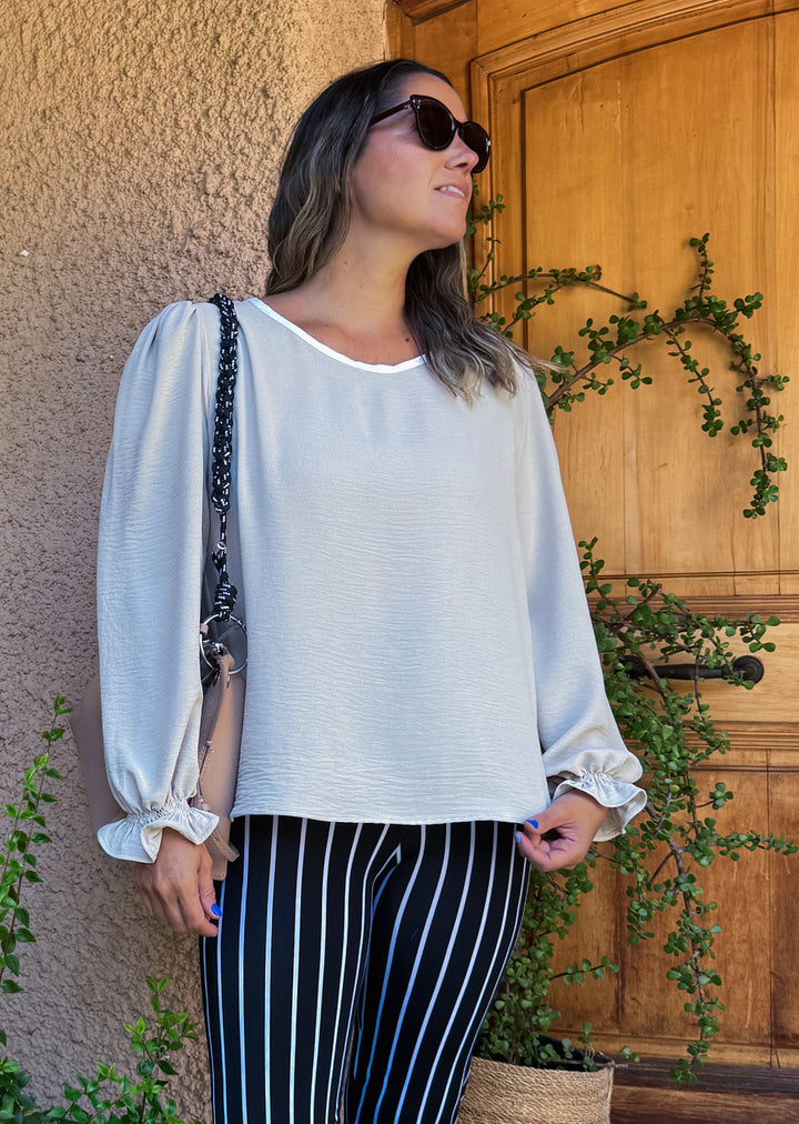 Blusa Gloria Manga Larga | Beige, Crudo