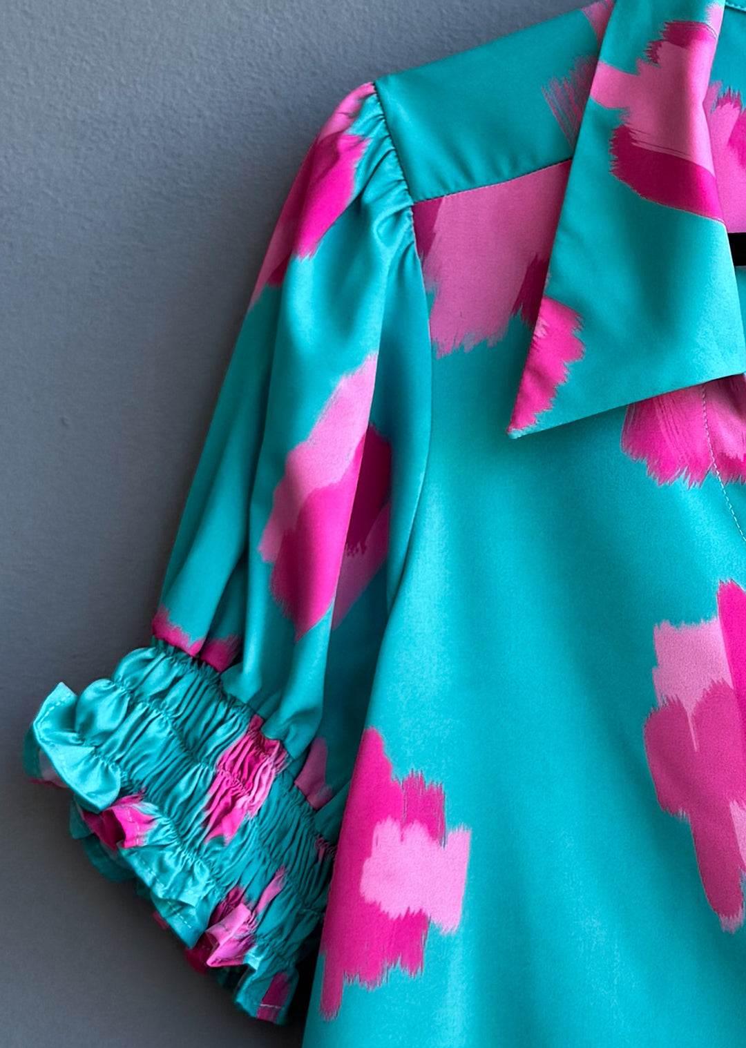 Blusa Maite | Abstracto fondo turquesa