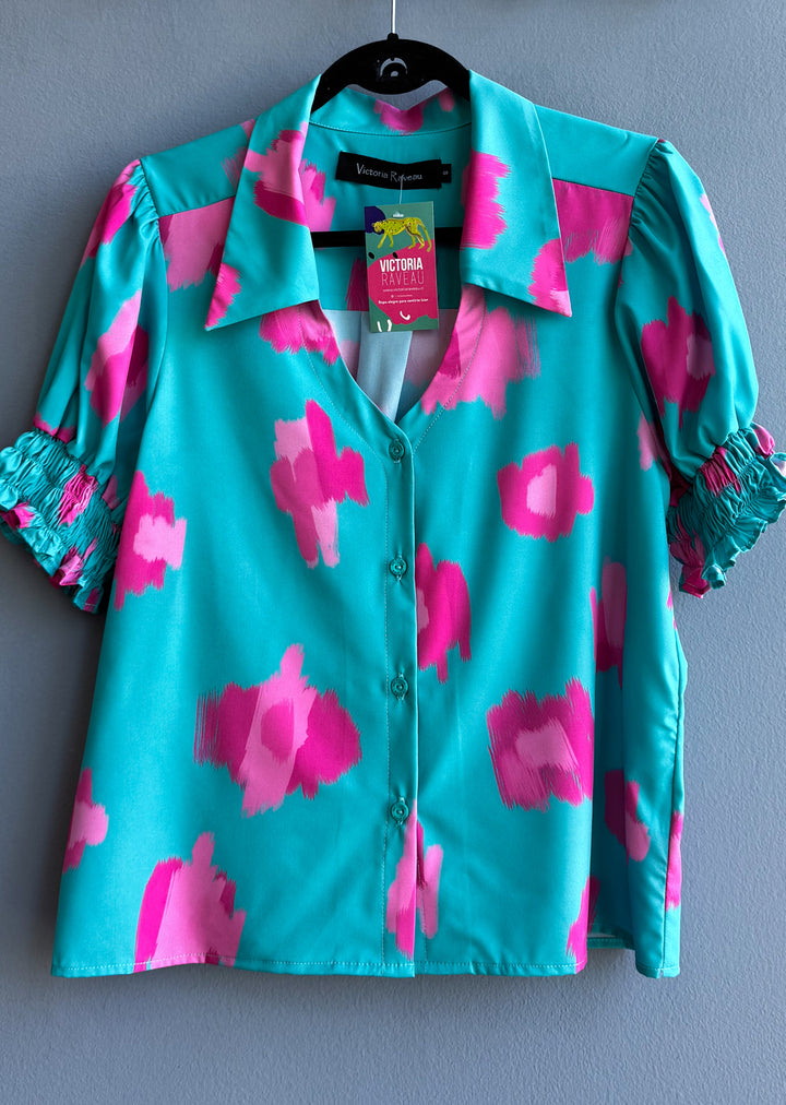 Blusa Maite | Abstracto fondo turquesa